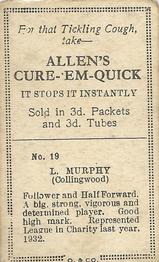 1933 Allen's League Footballers #19 Leonard Murphy Back